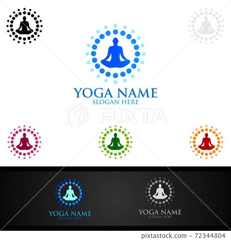Yoga and Lotus flower logo with Health Spa Concept and Human silhouette Yoga and Lotus flower logo with Health Spa Concept and Human silhouette 72344804