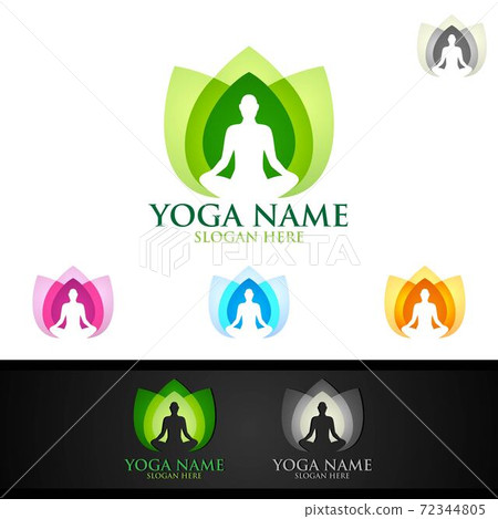 Yoga and Lotus flower logo with Health Spa Concept and Human silhouette 72344805