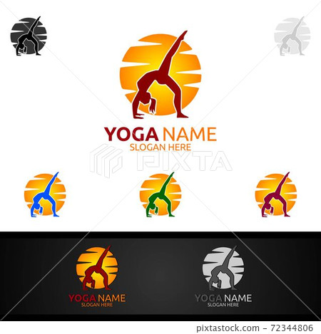 Yoga and Lotus flower logo with Health Spa Concept and Human silhouette Yoga and Lotus flower logo with Health Spa Concept and Human silhouette 72344806