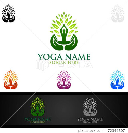 Yoga and Lotus flower logo with Health Spa Concept and Human silhouette Yoga and Lotus flower logo with Health Spa Concept and Human silhouette 72344807