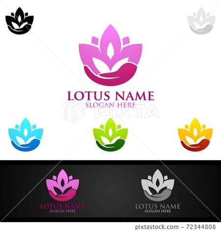 Yoga and Lotus flower logo with Health Spa Concept and Human silhouette Yoga and Lotus flower logo with Health Spa Concept and Human silhouette 72344808