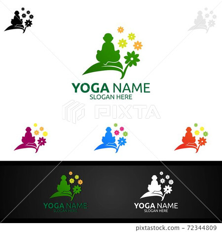 Yoga and Lotus flower logo with Health Spa Concept and Human silhouette Yoga and Lotus flower logo with Health Spa Concept and Human silhouette 72344809