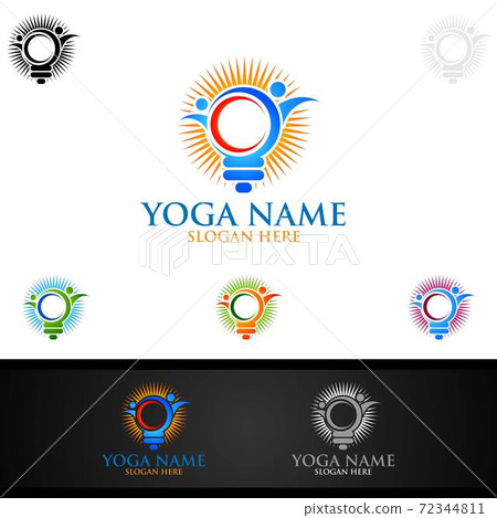 Yoga and Lotus flower logo with Health Spa Concept and Human silhouette Yoga and Lotus flower logo with Health Spa Concept and Human silhouette 72344811
