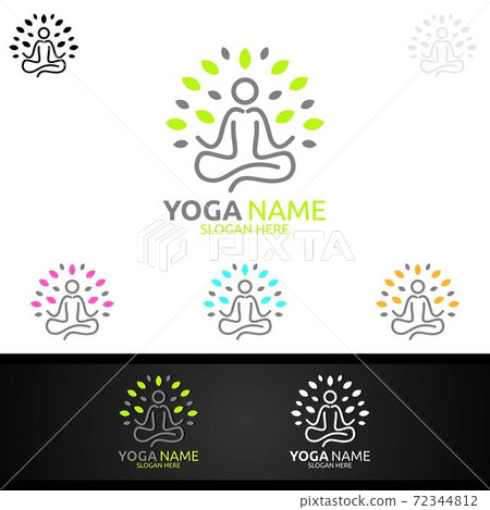 Yoga and Lotus flower logo with Health Spa Concept and Human silhouette Yoga and Lotus flower logo with Health Spa Concept and Human silhouette 72344812