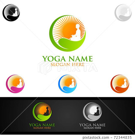 Yoga and Lotus flower logo with Health Spa Concept and Human silhouette 72344835
