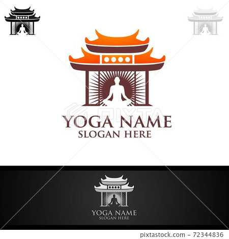 Yoga and Lotus flower logo with Health Spa Concept and Human silhouette 72344836