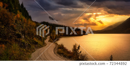 Scenic road in Canadian Nature during Autumn Season 72344892