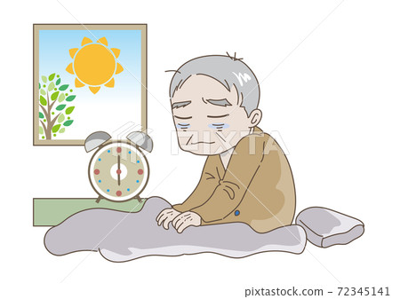 Senior Man Who Can T Get Up Due To Lack Of Sleep Stock Illustration