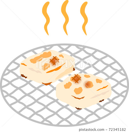 Mochi Baked On A Gridiron Stock Illustration 72345182 Pixta