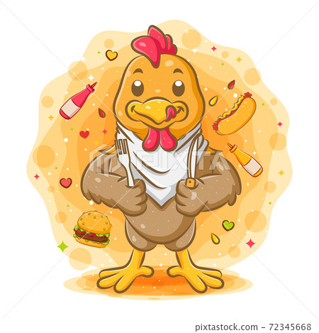 Rooster holding knife and fork Rooster holding knife and fork 72345668