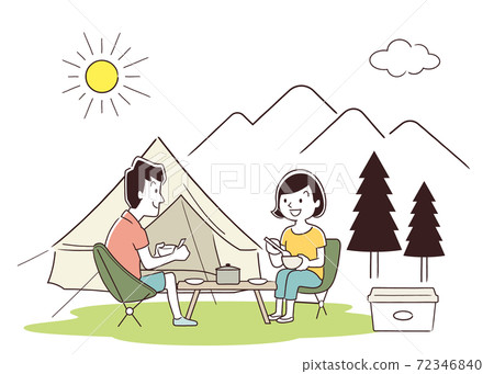 矢量圖素材:夫婦在戶外,露營,夏天 矢量圖素材:夫婦在戶外,露營,夏天 72346840