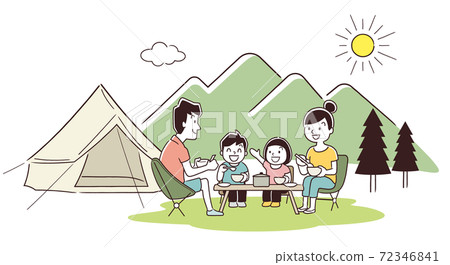 矢量圖素材：家庭戶外活動，露營，夏天 72346841