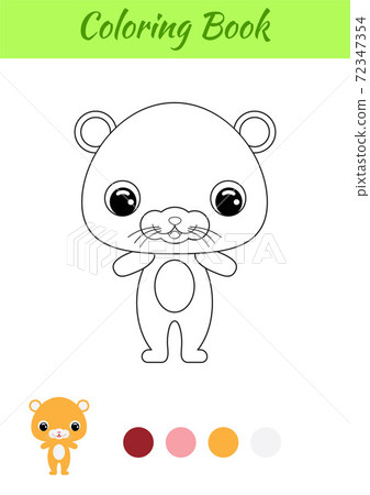 Coloring book little baby hamster. Coloring page for kids. Educational activity for preschool years kids and toddlers with cute animal. Black and white vector stock illustration. 72347354