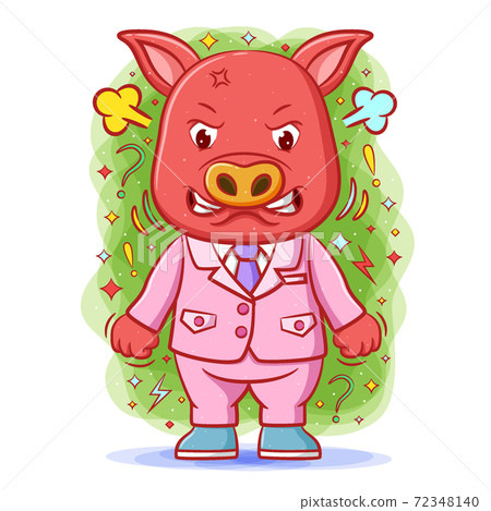 The angry pig with the stress face and clenched fists The angry pig with the stress face and clenched fists 72348140