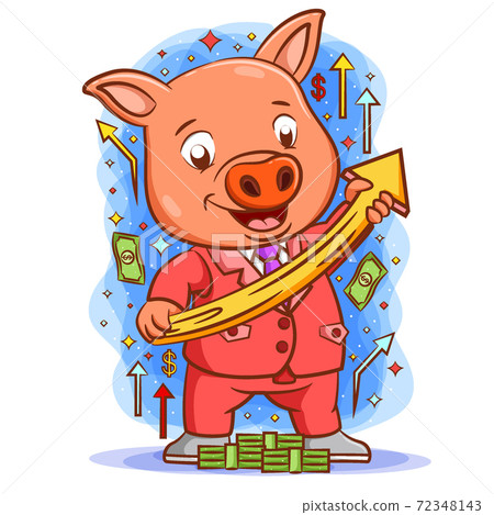 The pig holding the upper graphic with the happy face The pig holding the upper graphic with the happy face 72348143