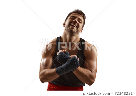 portrait of handsome boxer laugh 72348251