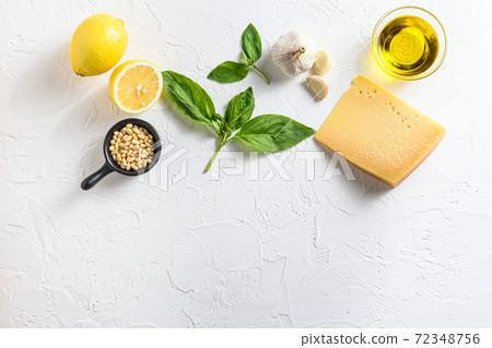 Pesto ingredients Parmesan cheese, basil leaves, 72348756