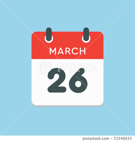 Icon day date 26 March, template calendar page 72348833