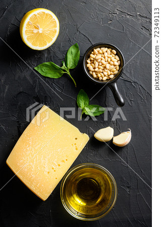 Pesto alla Genovese , Fresh ingredients for pesto Pesto alla Genovese , Fresh ingredients for pesto 72349113