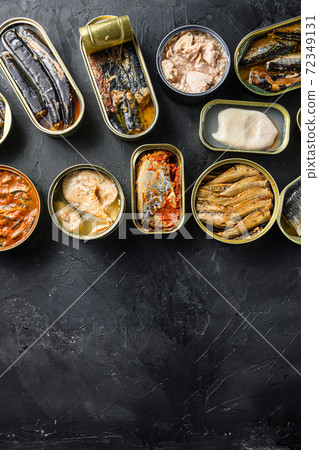 Tin can of Saury, mackerel, sprats, sardines, Tin can of Saury, mackerel, sprats, sardines, 72349131
