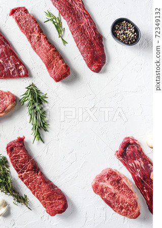 Set of different alternative types of raw beef Set of different alternative types of raw beef 72349132