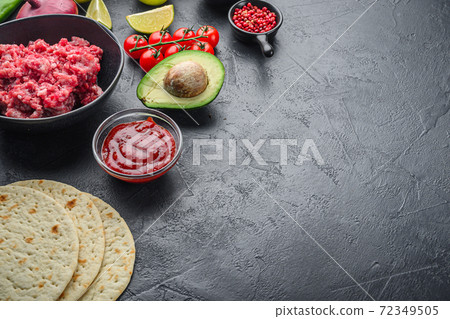 Traditional mexican tortilla with a mix of Traditional mexican tortilla with a mix of 72349505