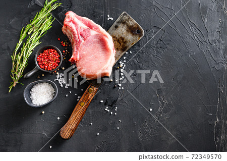 Organic cutlet on a rib or Pork meat over american 72349570