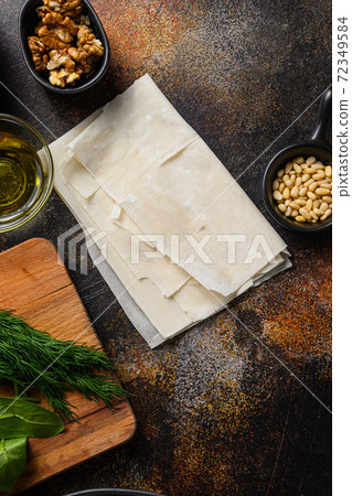 Spanakopita ingredients filo spinach feta top Spanakopita ingredients filo spinach feta top 72349584