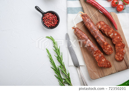 Traditional chorizo cuts with spices and 72350201