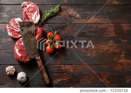 Raw uncooked black angus beef tomahawk or Cowboy 72350716