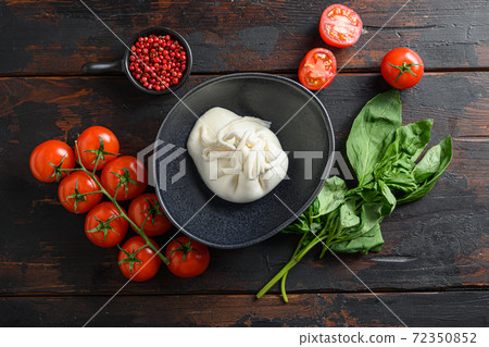 burrata Handmade cheese Black plate served with 72350852