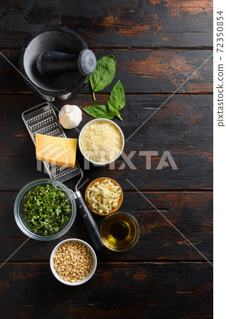 Fresh ingredients for pesto genovese Italian food 72350854