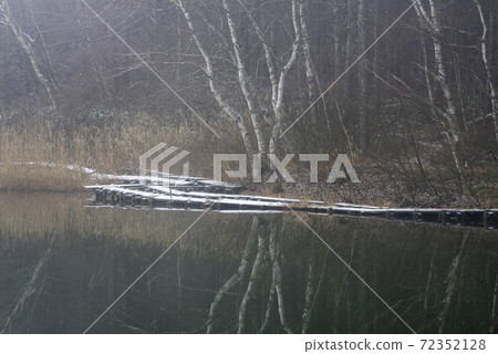 Nagano foggy lakeside Nagano foggy lakeside 72352128