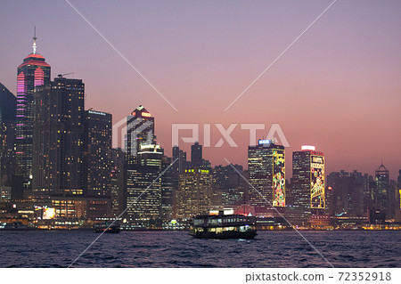 16 Nov 2007 Victoria Harbor, skyscrapers and Hong Kong skyline at night. 72352918