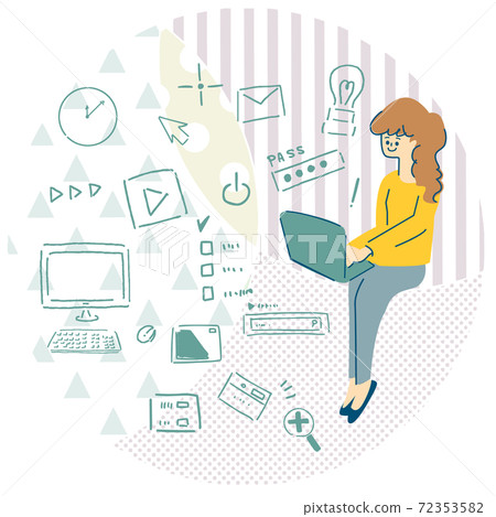 使用PC和IT及數字內容圖像的女性 72353582