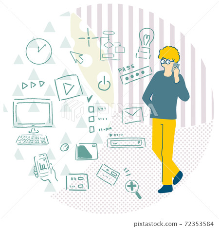 IT and digital content images with men talking on smartphones 72353584