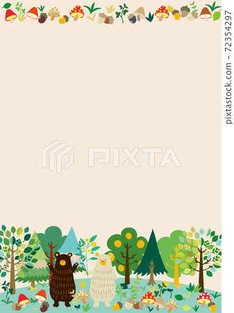 Scandinavian style forest bear frame (mushroom) vertical 72354297