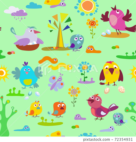Birds, a set of images, illustration, pattern, spring, summer 72354931