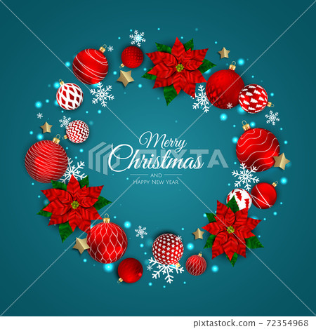 Christmas Wreath With Balls and snowflakes,... - Stock Illustration ...