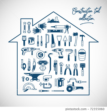 Construction tool collection. Icons set. 72355060
