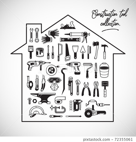 Construction tool collection. Icons set. 72355061