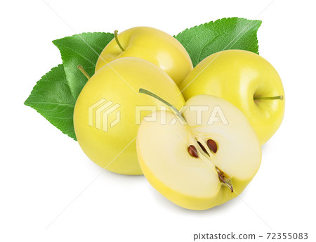 yellow apple isolated on white background with clipping path and full depth of field 72355083