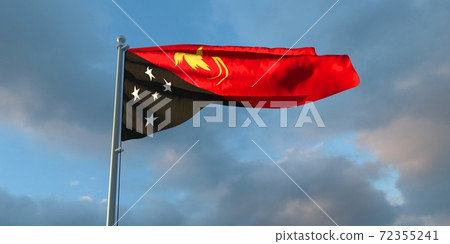 3d rendering of the national flag of the Papua new Guinea 72355241