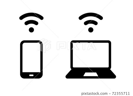 智能手機和PC共享的插圖集/通信/智能手機/ PC / Wi-Fi /無線/無線 72355711
