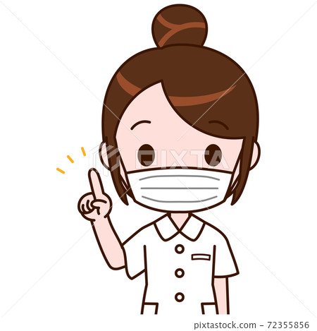 指著戴著面具的護士的姿勢插圖 插圖素材 圖庫