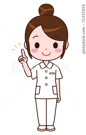 Pointing pose nurse full-body illustration Pointing pose nurse full-body illustration 72355859