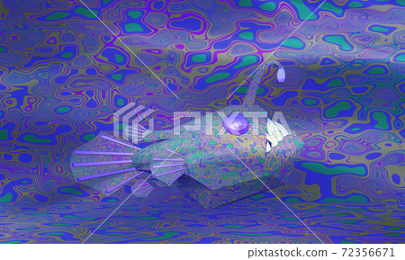 A bright multicolored angry deep-sea angler fish with sharp teeth. 3d illustration A bright multicolored angry deep-sea angler fish with sharp teeth. 3d illustration 72356671