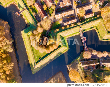 Aerial view of Fortification village of Bourtange 72357052