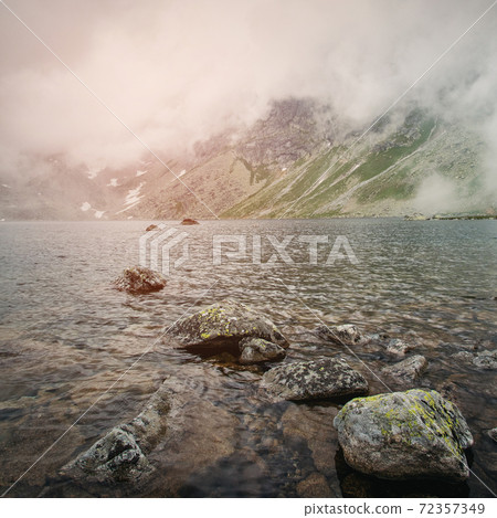 View on Hinkovo Pleso Lake with Dramatic Sky. 72357349