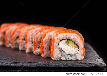Philadelphia sushi rolls with salmon and cream 72357493